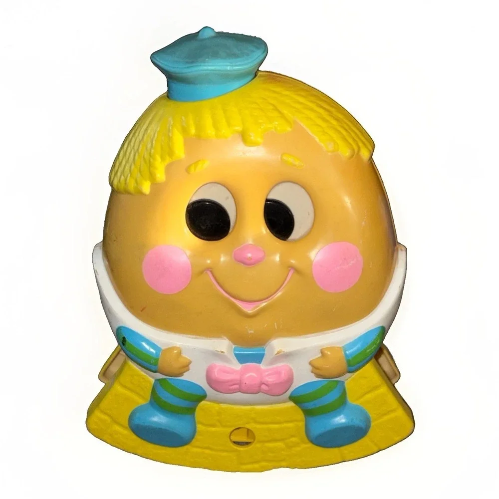 Vintage Humpty Dumpty Baby Nursery 1983 Musical Crib Rail Rocker Action Toy